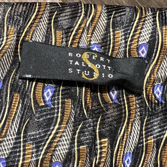 Robert Talbott Studio Men’s Necktie Elegant Black Blue‎ Gold Tie Vintage Formal - Picture 4 of 7